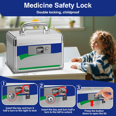 GODLONSEN medicine lock box blue durable construction resists daily use