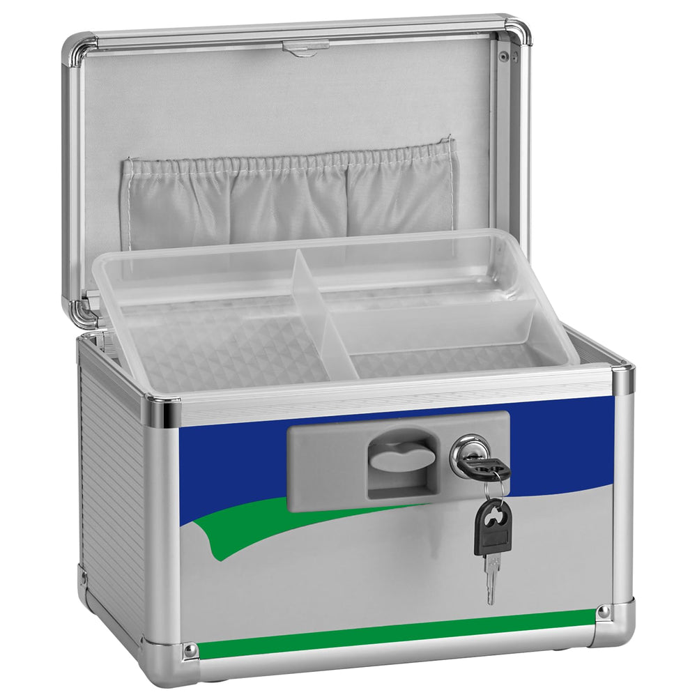 GODLONSEN medicine lock box blue front view for secure pill storage at home