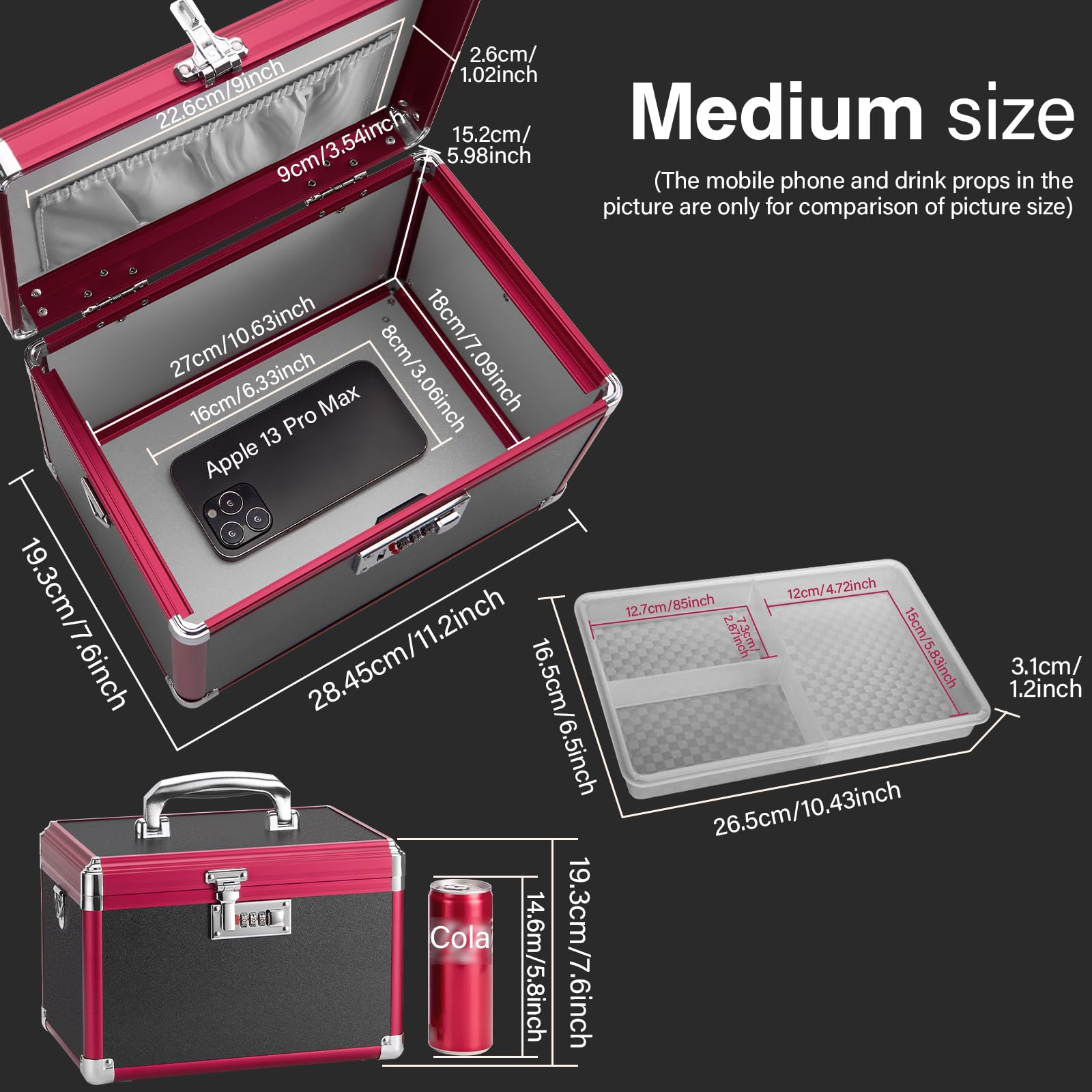 GODLONSEN lock box interior with detachable tray for organized pills