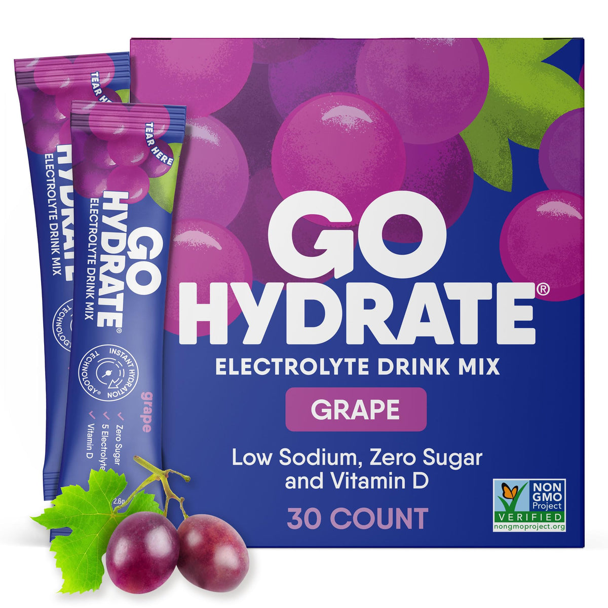 GoHydrate instant hydration packets with grape flavor ready for quick electrolyte replenishment