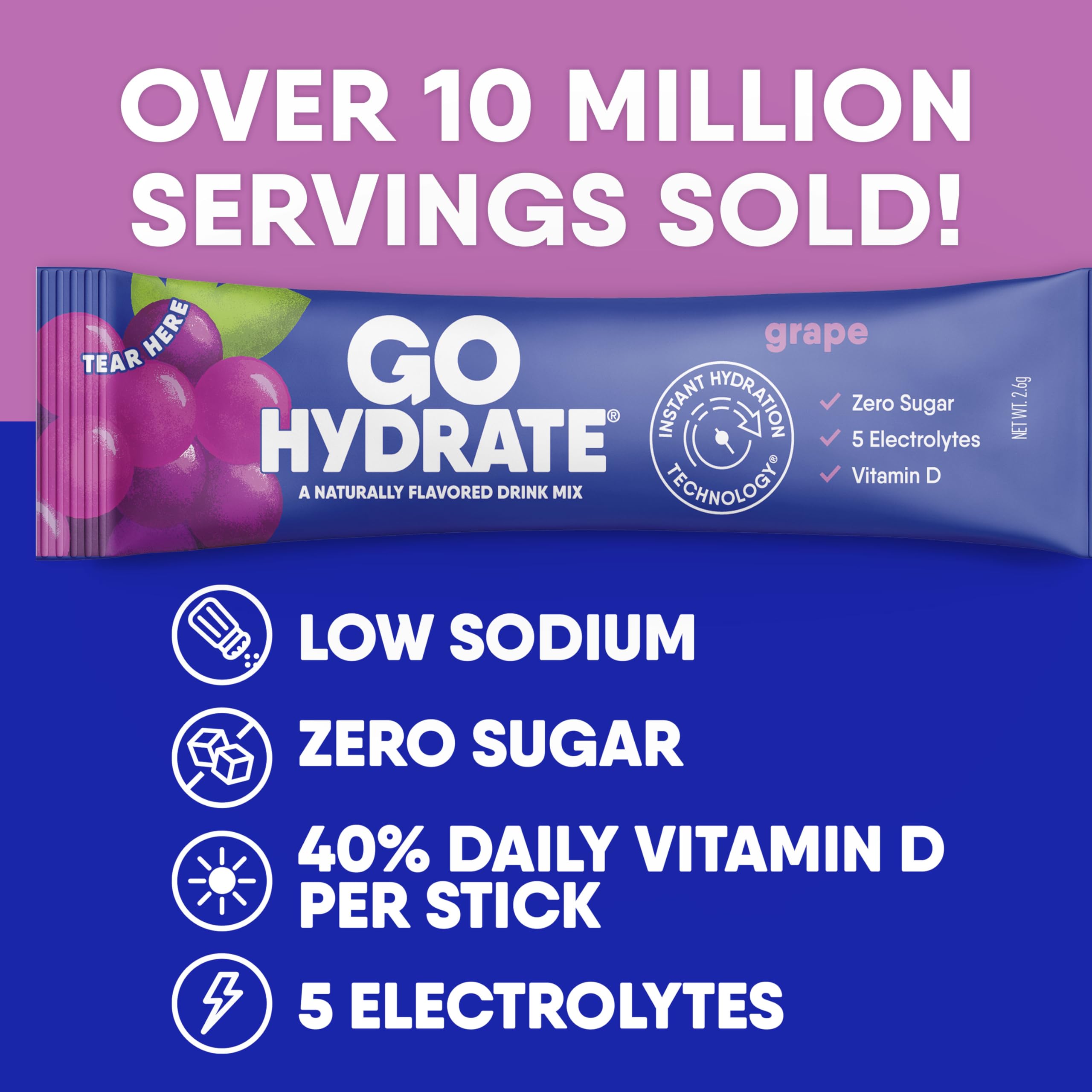 GoHydrate vitamin D3 enhanced formula packet close-up for daily wellness