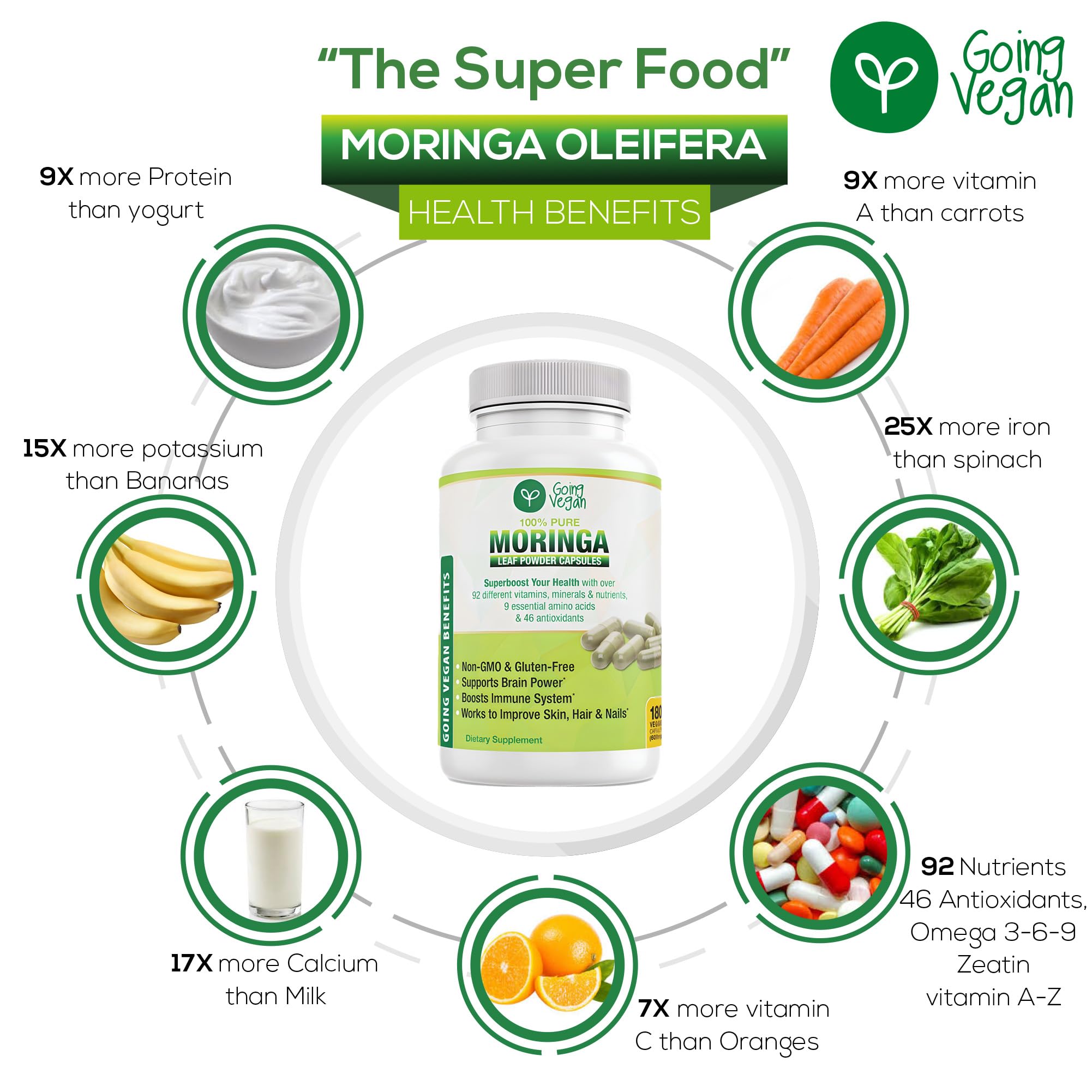 Going Vegan Moringa leaves green bundle reflects natural source of nutrients.