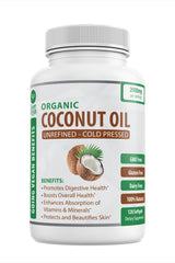 Going Vegan coconut oil capsules bottle pour for daily energy support and easy supplementation.