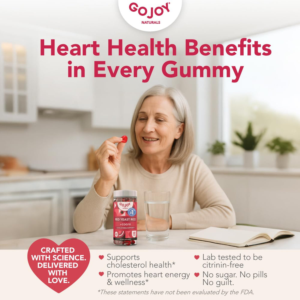 GOJOY Naturals red yeast rice ingredient close-up showcases traditional formula.