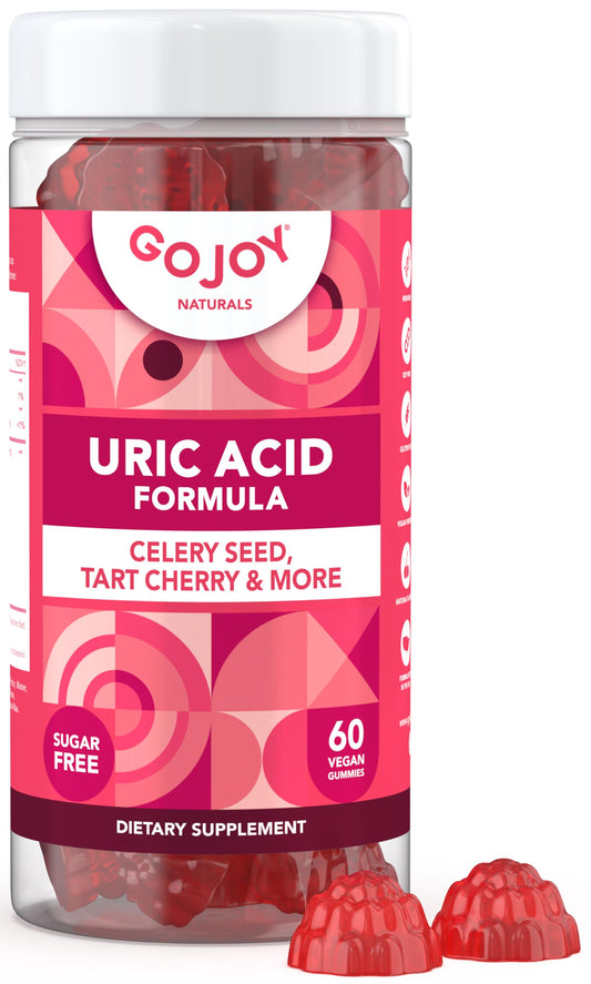 GOJOY NATURALS uric acid gummies bottle may support joint comfort.