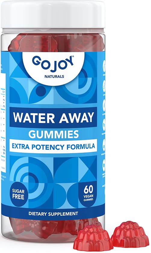 GOJOY Water Away Gummies bottle displayed for hydration support through herbal diuretic blends.