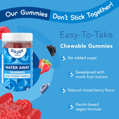 Gummies packaged in a recyclable jar highlighting vegan and gluten-free claim.