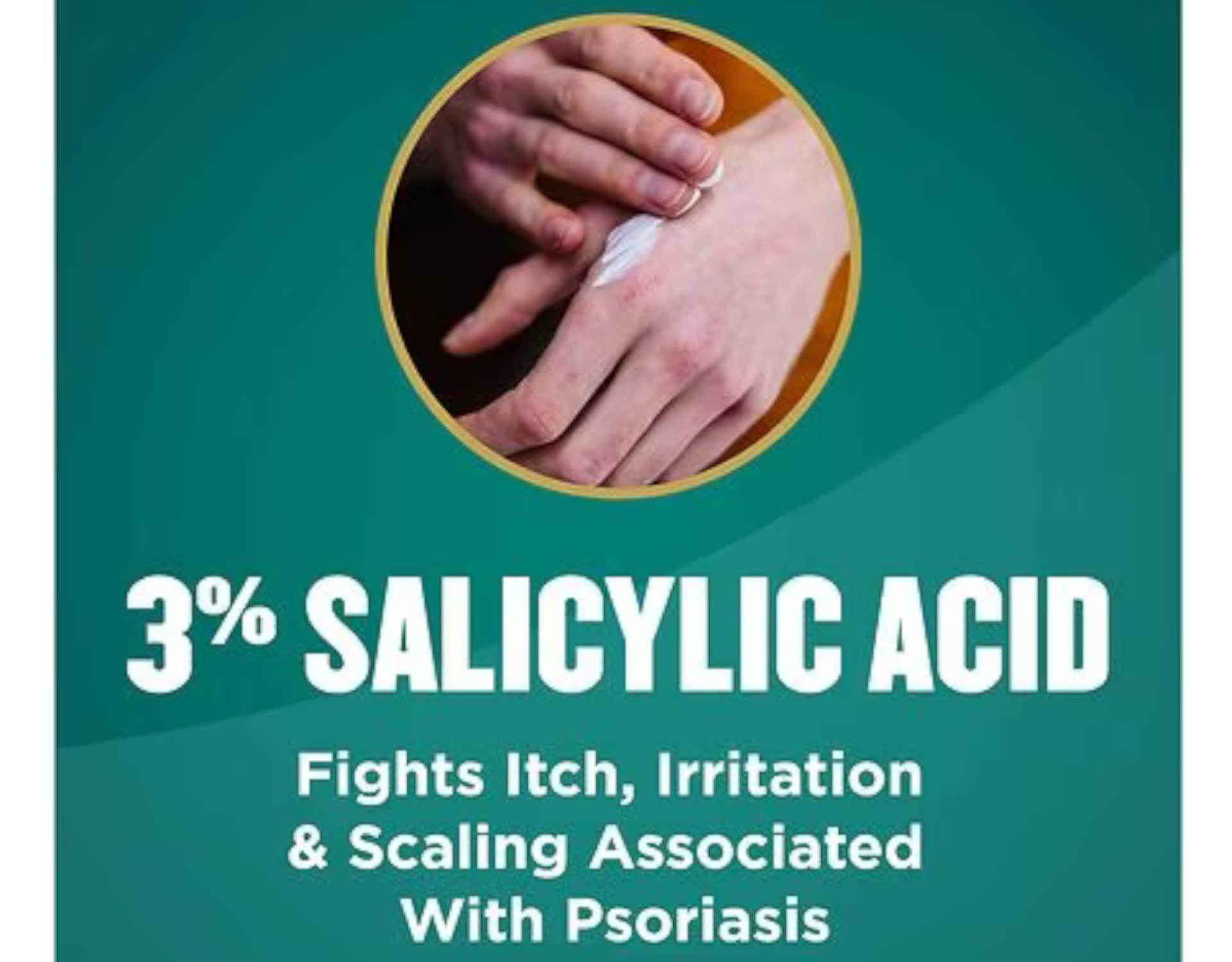 Gold Bond Psoriasis Relief Cream highlights ceramide and ProVitamin D for moisture retention.
