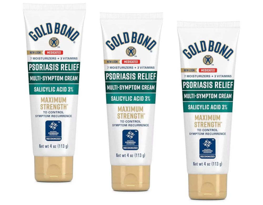 Gold Bond Ultimate Psoriasis Relief Cream tube shown for daily soothing and hydration.