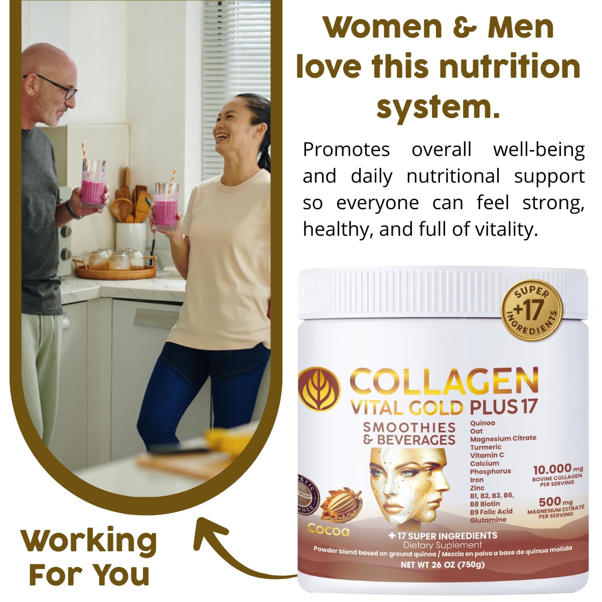 Gold Vital Life collagen powder pineapple cup showcases tasty daytime supplement