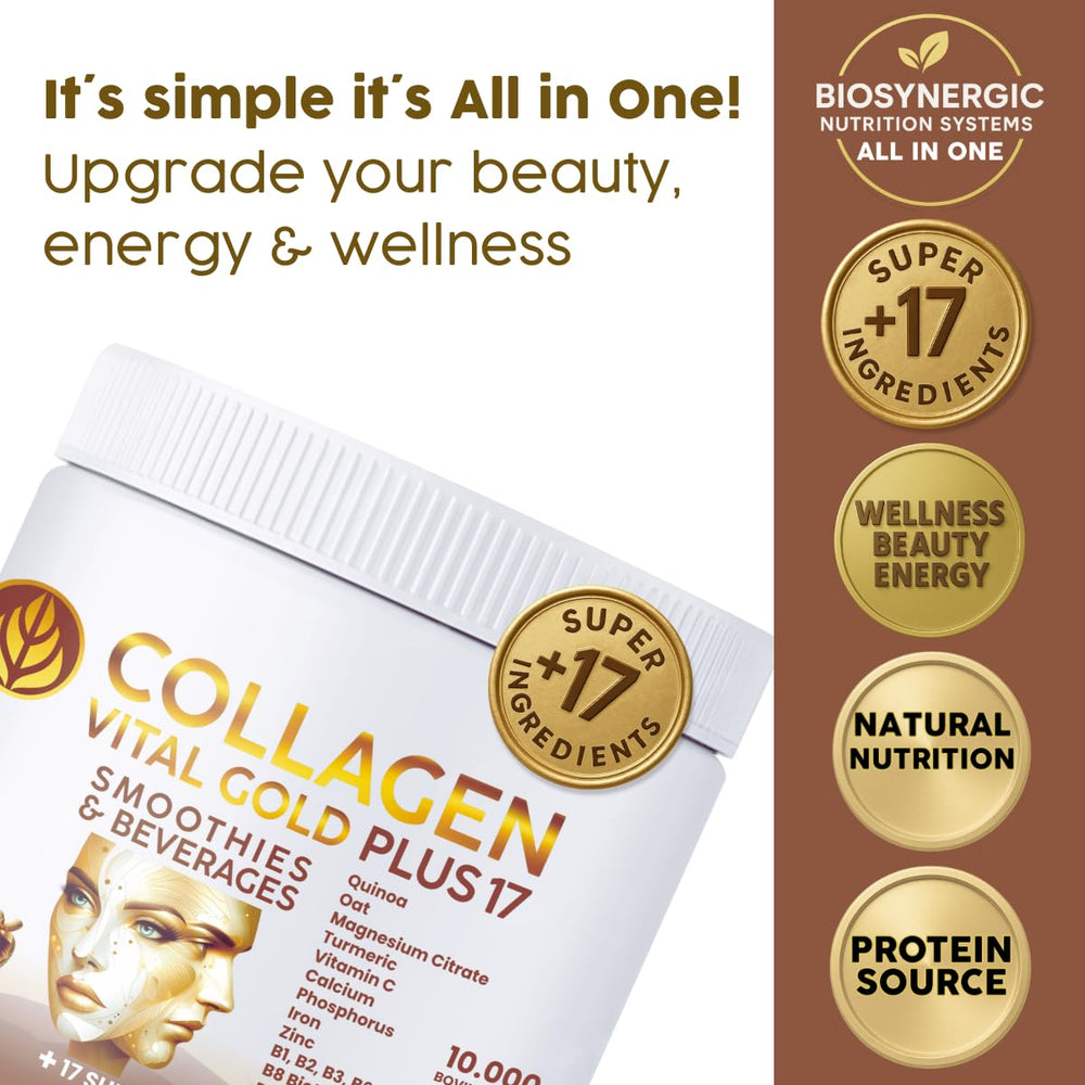 Gold Vital Life collagen powder red berries tub emphasizes hydration and beauty support
