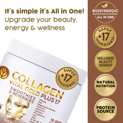 Gold Vital Life collagen powder red berries tub emphasizes hydration and beauty support