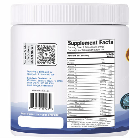 Gold Vital Life hydrolyzed collagen peptides close-up highlighting Type I & III