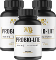 Golden After 50 Probio-Lite bottle front showing probiotic blend for gut support