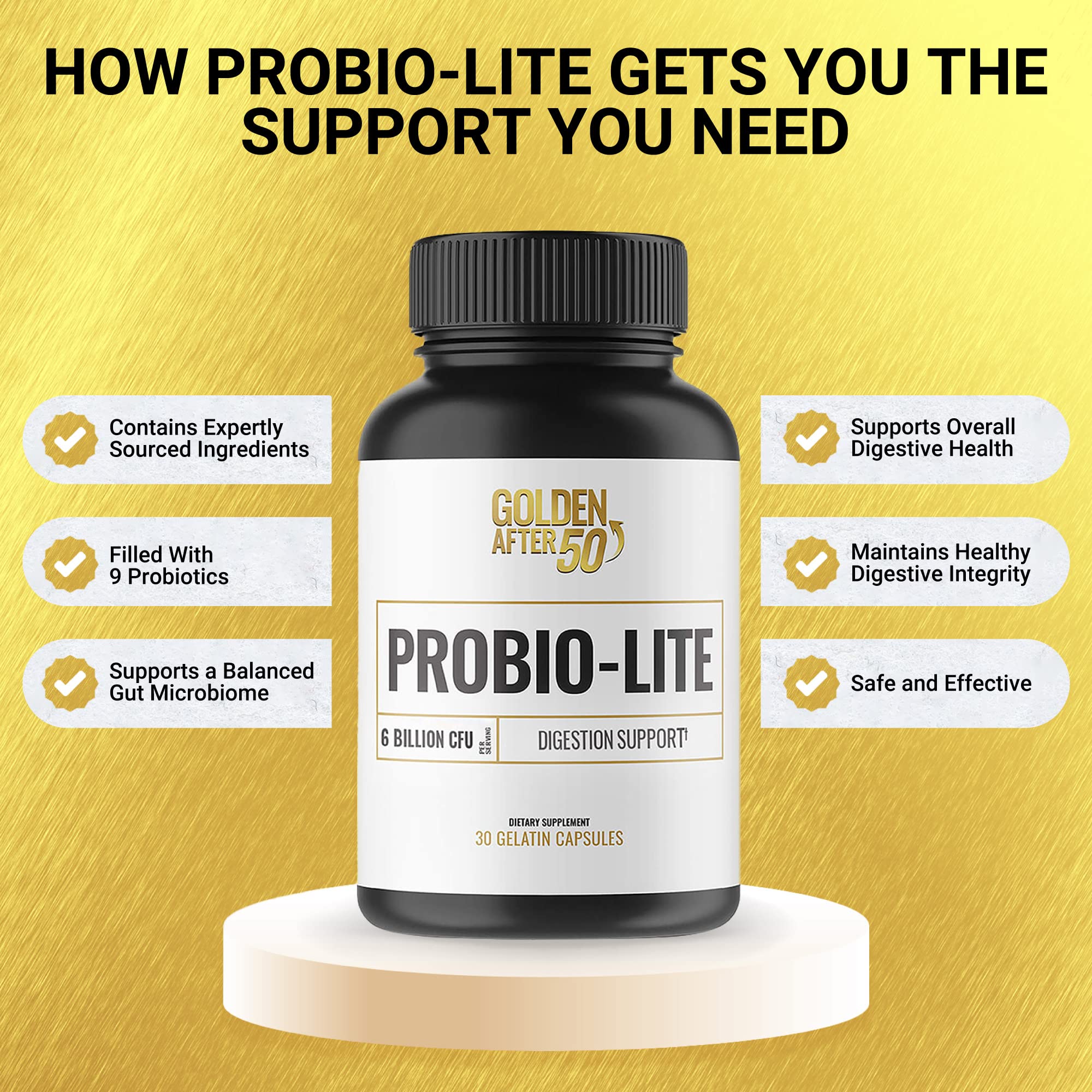 Golden After 50 Probio-Lite packaging box shown for consumer appeal
