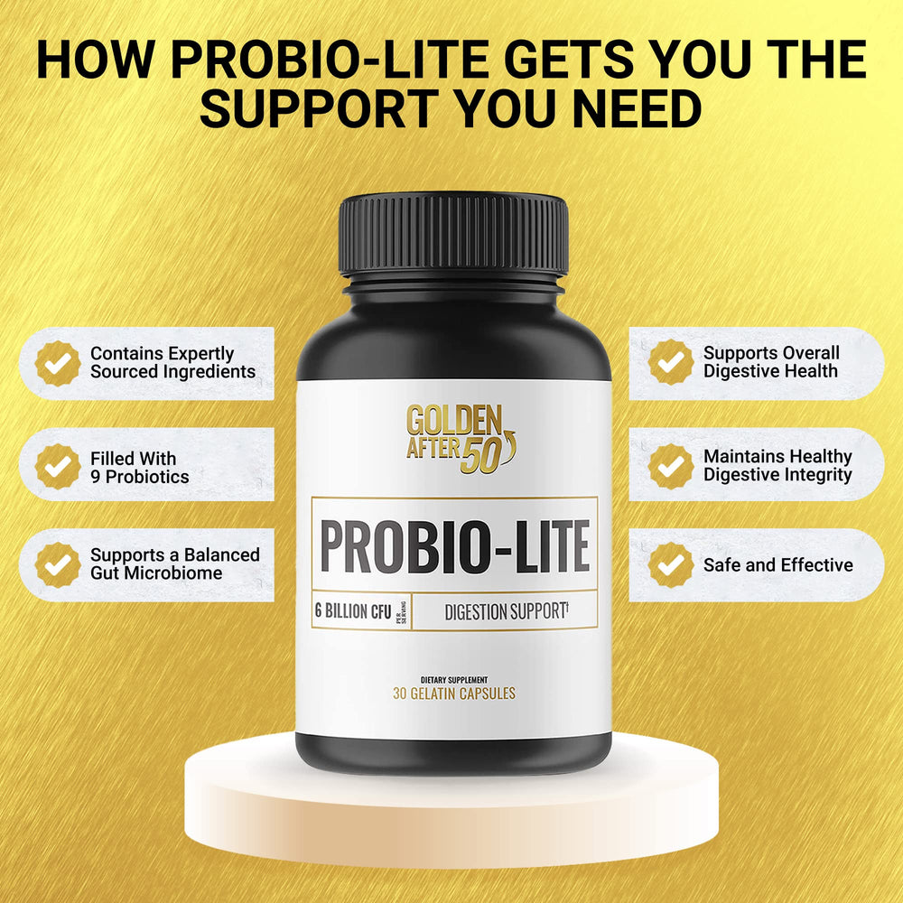Golden After 50 Probio-Lite packaging box shown for consumer appeal