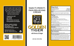 Golden Tiger Pain Relief Cream in hand during application for soothing comfort.