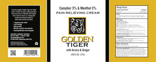 Golden Tiger Pain Relief Cream application close-up, ideal for sore muscles and everyday recovery.