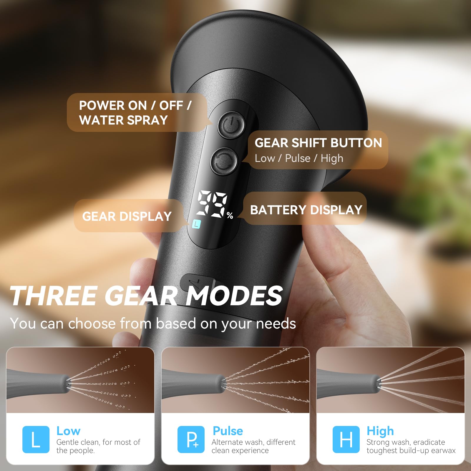GOLFOEE ear cleaner includes twelve nozzles for versatile cleaning options.