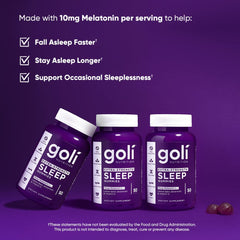 Goli sleep gummies arranged on a nightstand to suggest a simple nightly routine.