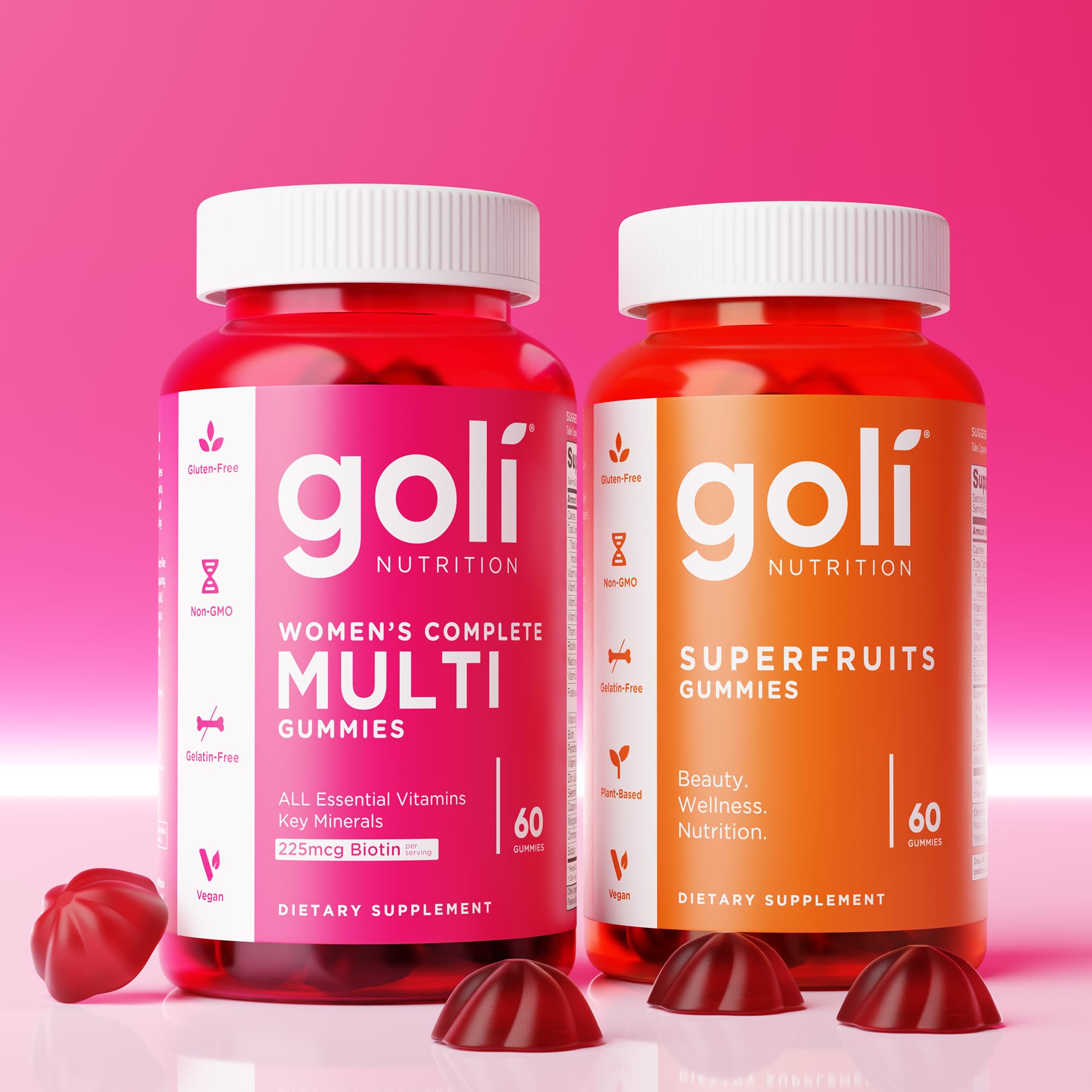 Goli Superfruits box and bottle for premium vegan supplement.