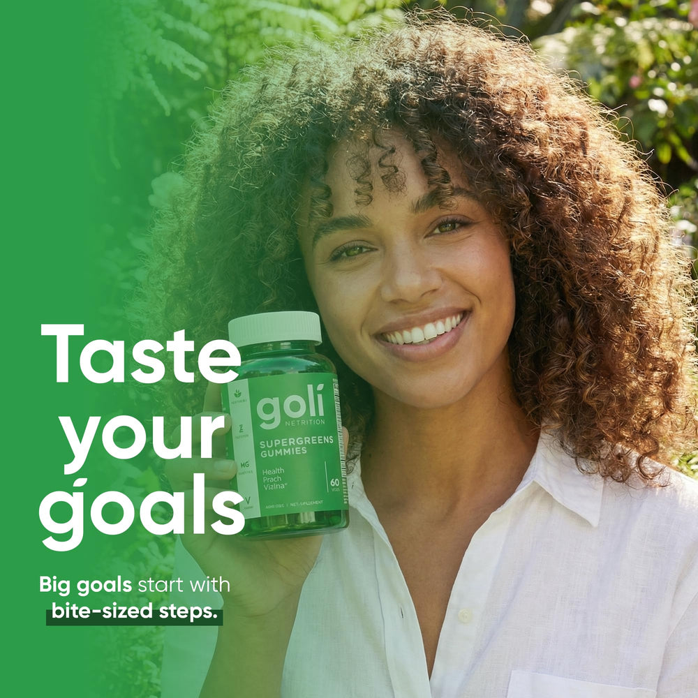Goli Supergreens three-pack in a retail-style shot for easy budgeting