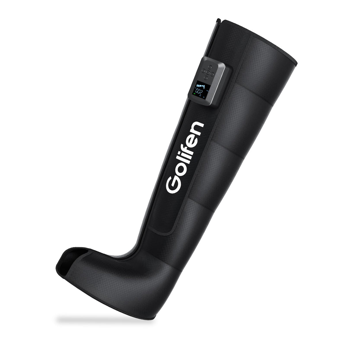golifen leg compression massager in use for targeted right-leg recovery