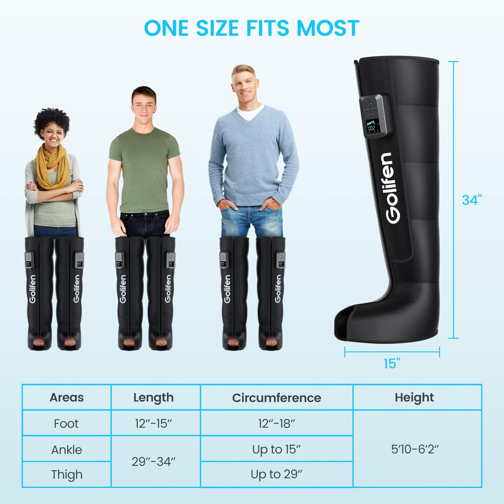 golifen leg massager with adjustable zipper design for easy wear.