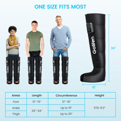 golifen leg massager with adjustable zipper design for easy wear.