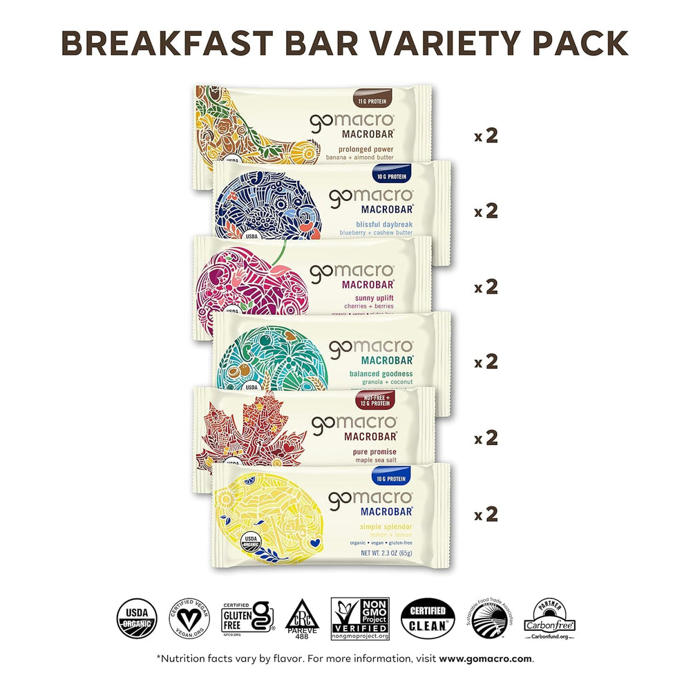 GoMacro MacroBar Blueberry Cashew Butter front view with fruity notes.