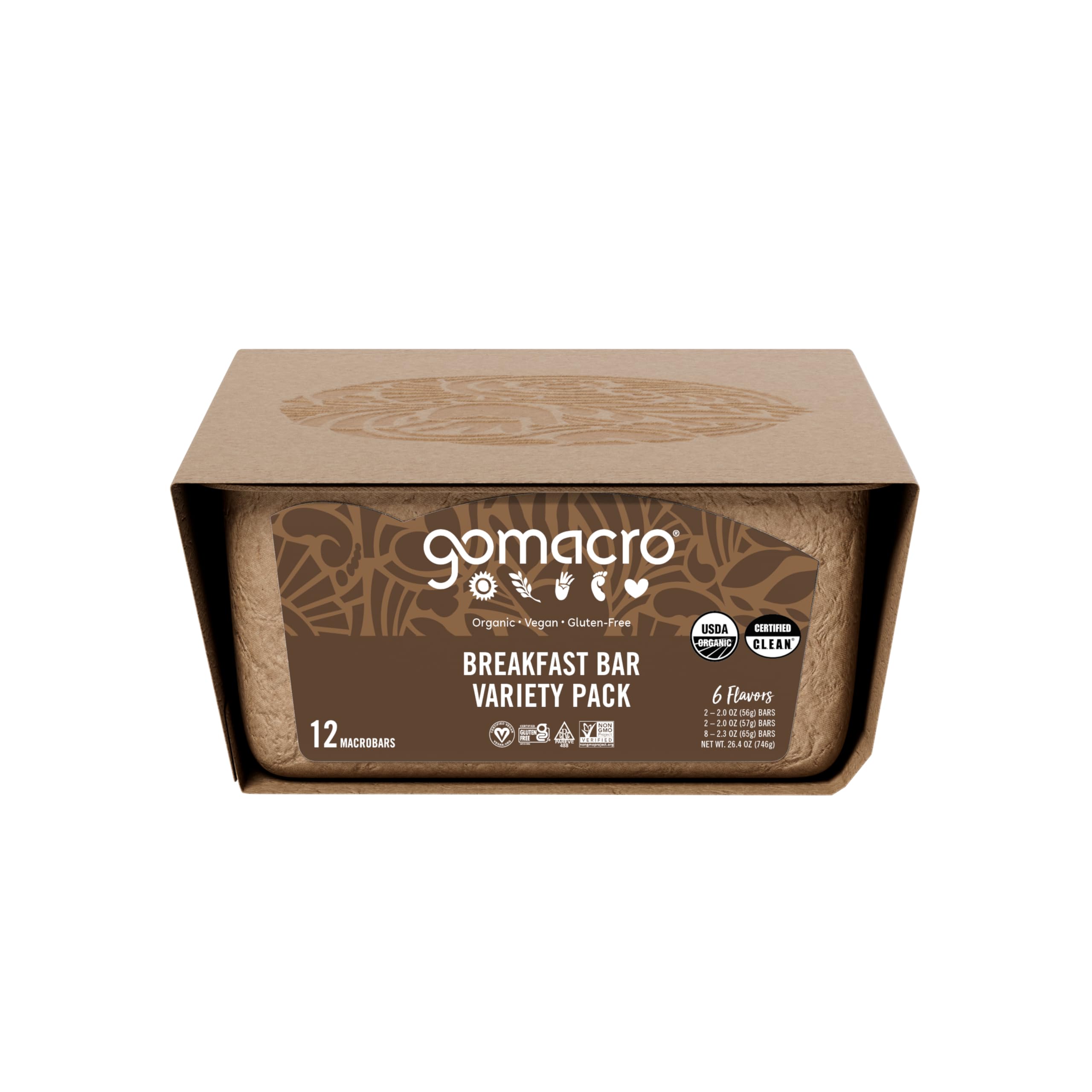 GoMacro MacroBar Granola Coconut front view with wholesome texture.