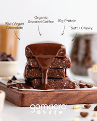 GoMacro MacroBar Mocha Chocolate Chip cross-section shows almond butter and protein blend for sustained energy.