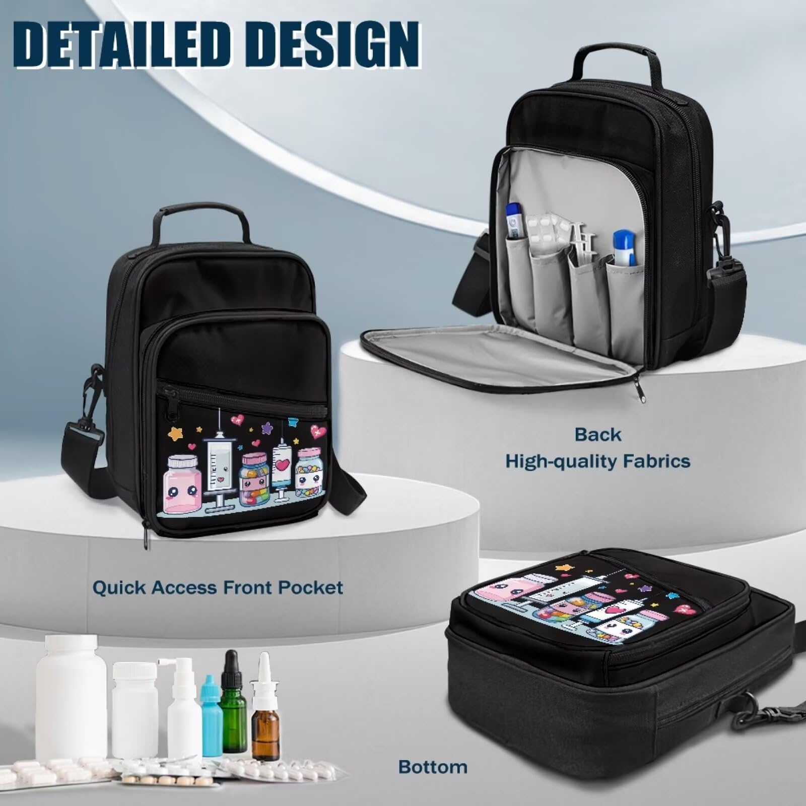 Gomyblomy diabetic bag front pocket easy access for phone and cards.