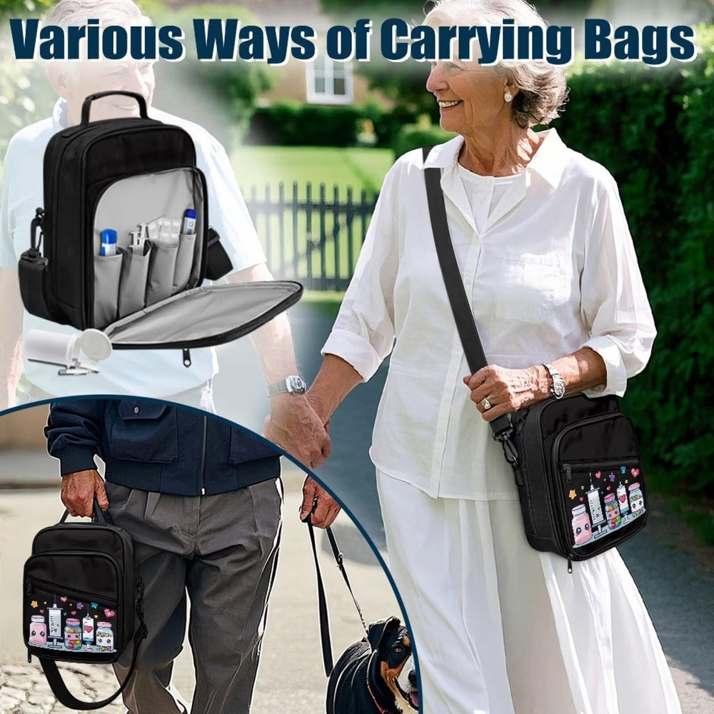 Gomyblomy diabetic bag adjustable shoulder strap for comfortable carry.
