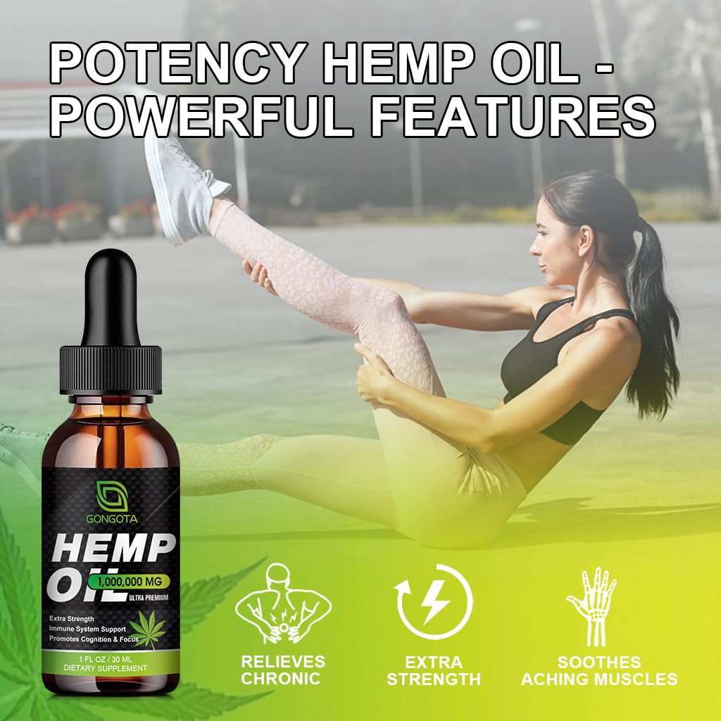 Four-pack of GONGOTA hemp oil shown for a steady supply.