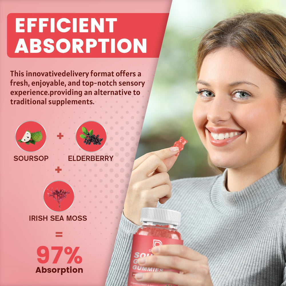 GONGOTA soursop gummies label detail highlights high extract per serving.