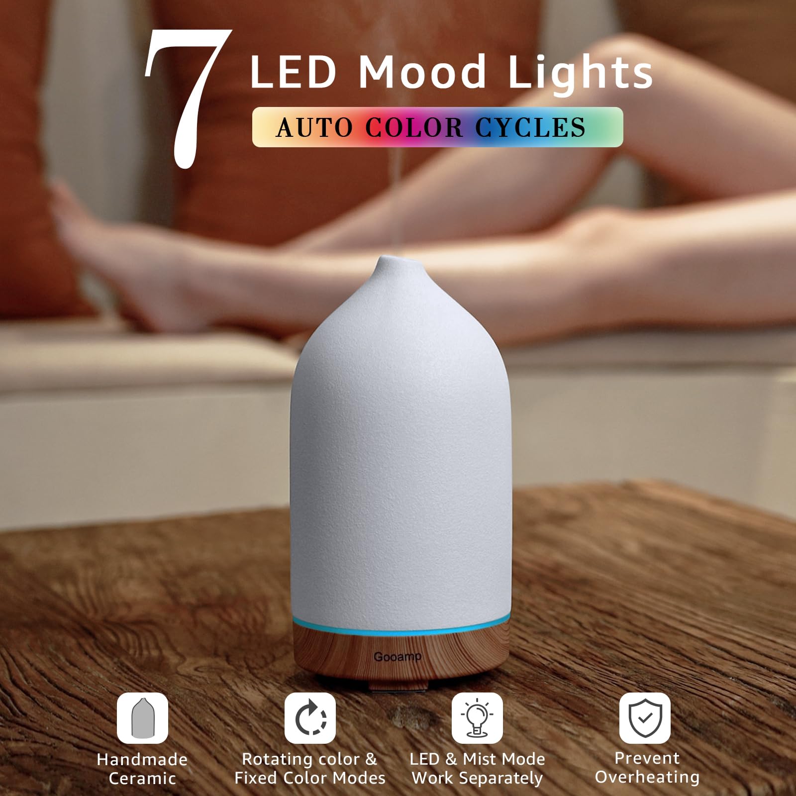 GooAmp ultrasonic diffuser mist spreads nano-scent with whisper-quiet operation.