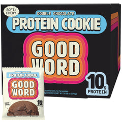 Good Word Double Chocolate Protein Cookie pack shows indulgent, protein-packed snack.