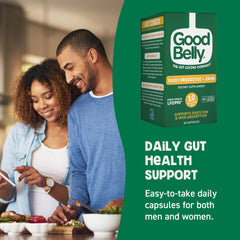 GoodBelly bottle packaging showing a trusted probiotic source for daily use.