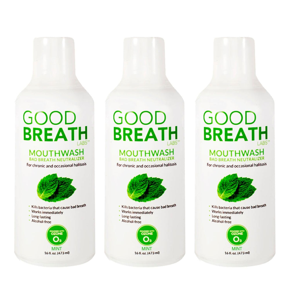 Goodbreath Mouthwash Mint front bottle offers lasting freshness for daily oral care.