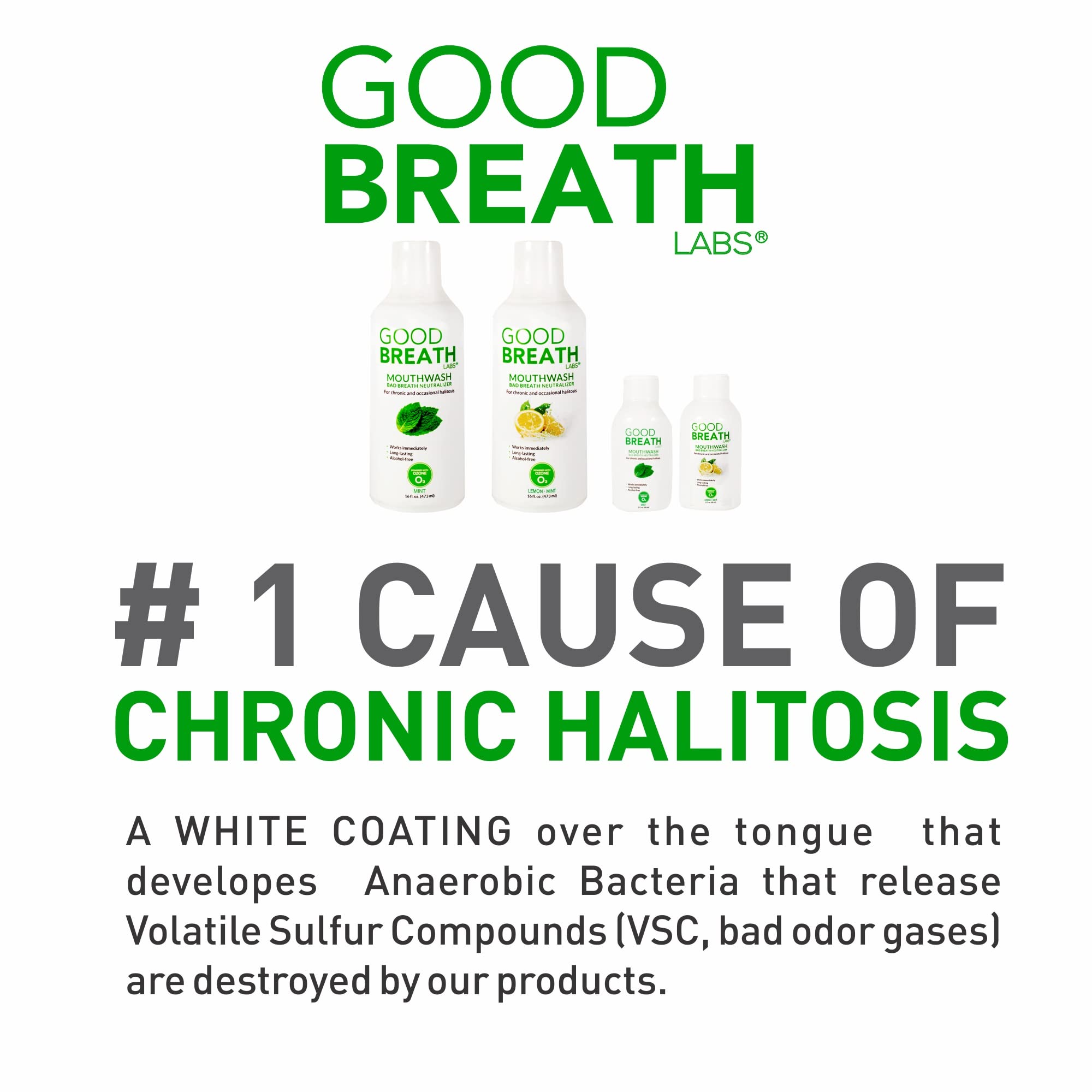Goodbreath Mouthwash six-pack packaging emphasizes convenience.