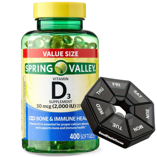 GoodDealsHouse vitamin d3 bottle front view with 400 softgels for daily bone support