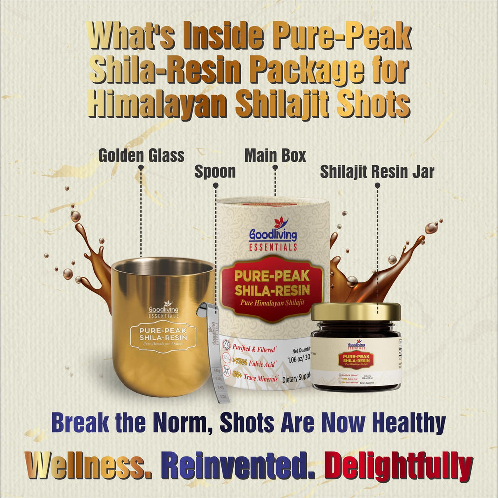 Goodliving Essentials Golden Shot Glass paired with resin for ritual-like use.