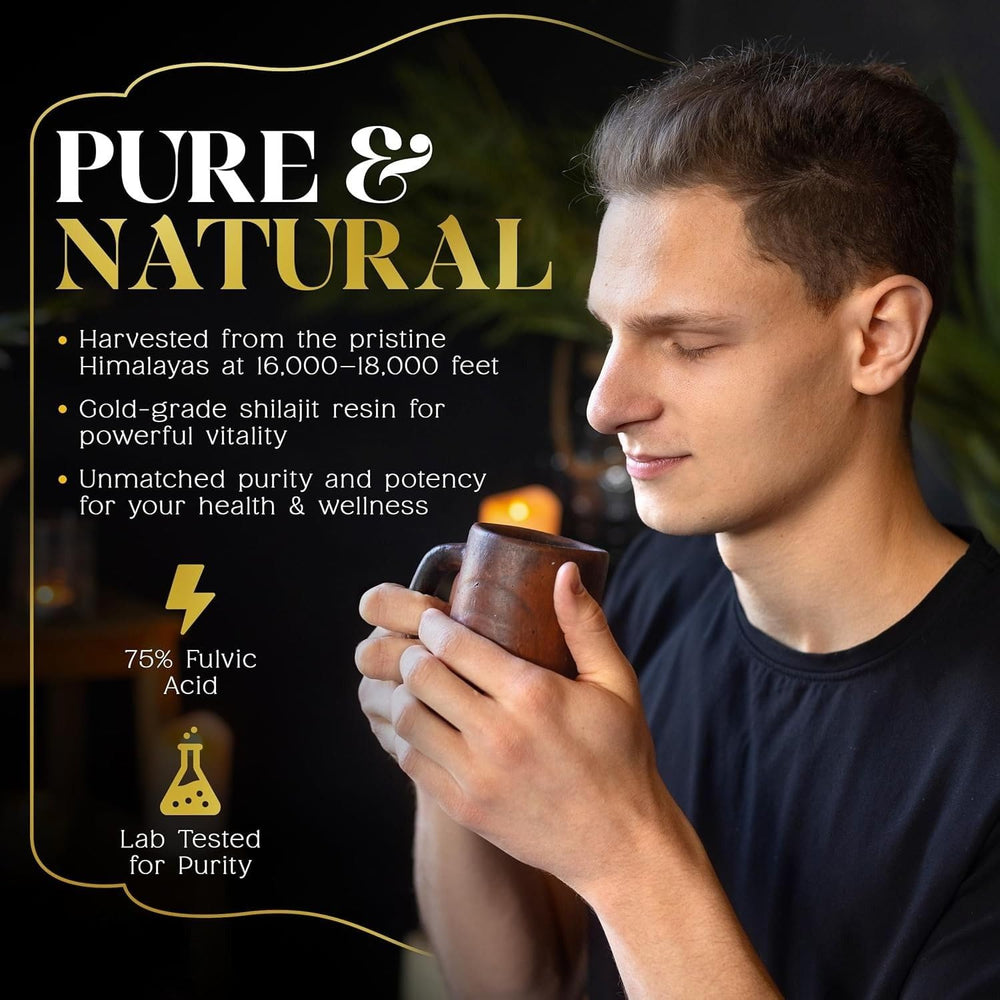 GoodLiving Shilajit Resin lab-tested purity badge and minerals