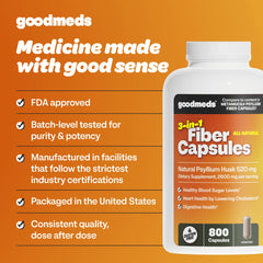 Dispensed GoodMeds Psyllium Husk capsules for convenient daily fiber intake.