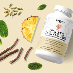 Packaging on display for Goodness Lover Digest Debloat Pro daily routine