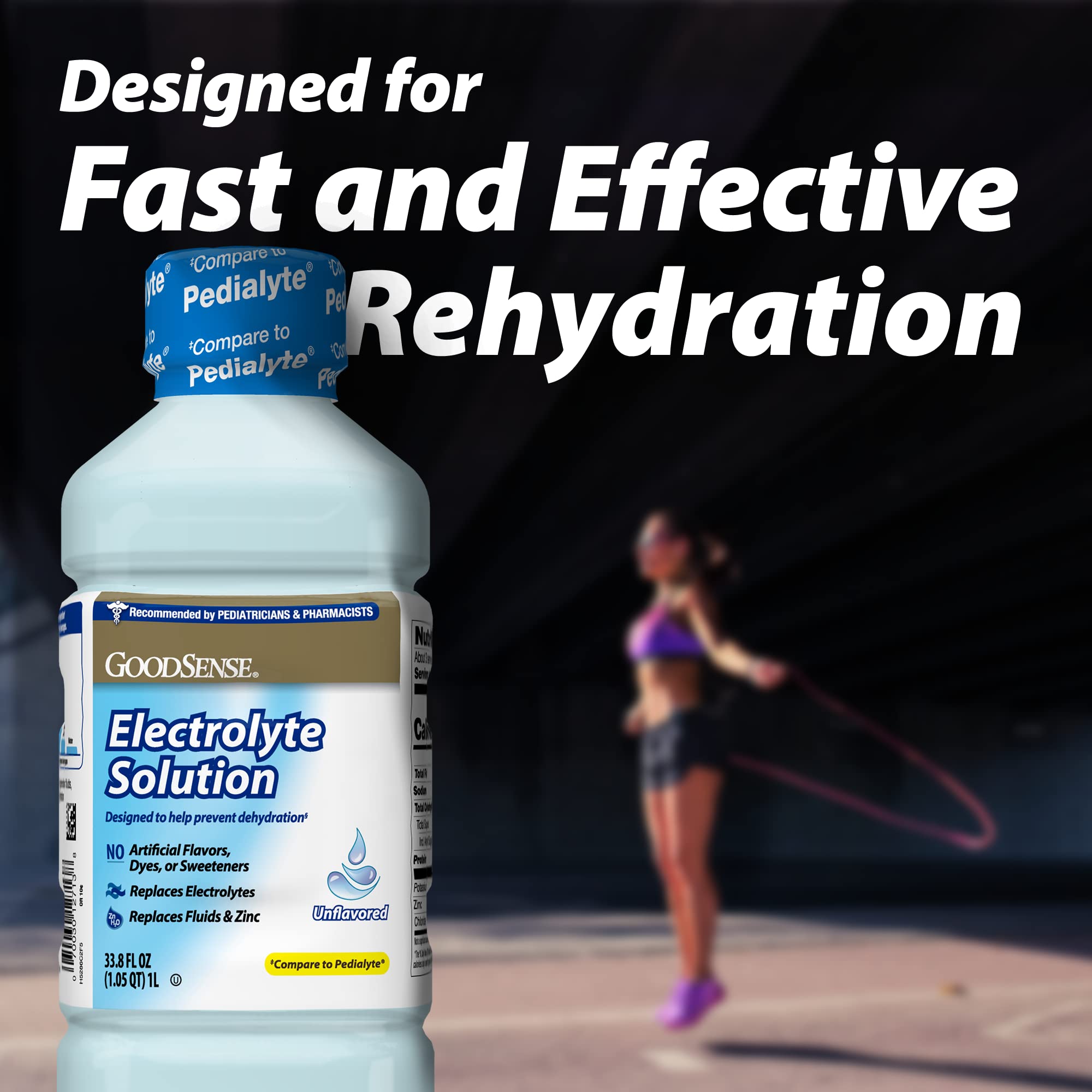 GoodSense Electrolyte Unflavored glass ready for cold hydration anytime