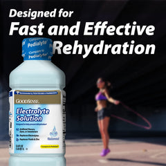 GoodSense Electrolyte Unflavored glass ready for cold hydration anytime