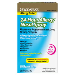 GoodSense Fluticasone nasal spray bottle ready for quick, all-day allergy relief.