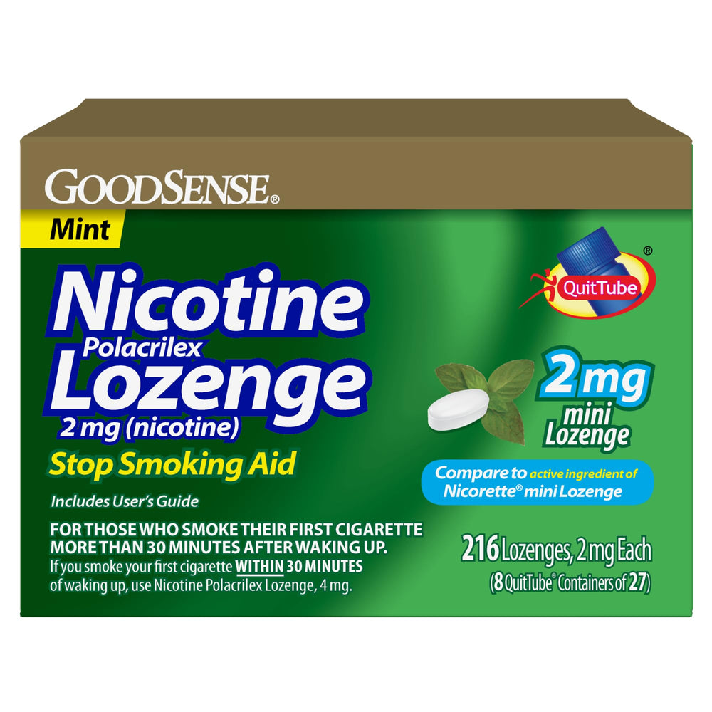 GoodSense Mini Mint Lozenge packshot shows 216-count box for long-term support